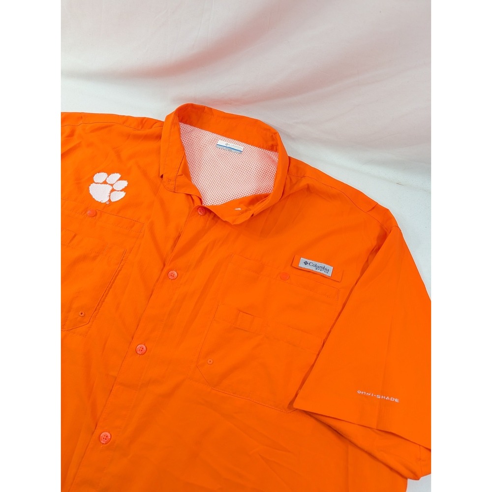 Clemson Tigers Shirt Mens Big Tall 4XT Orange Columbia PFG Outdoors Fisherman